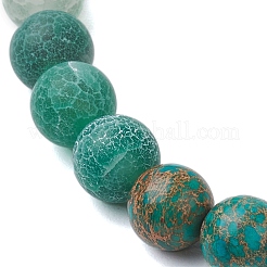 8mm Round Natural Flower Amazonite & Imperial Jasper & Quartz & Dyed Crackle Agate Beaded Stretch Bracelets&nbsp;BJEW-TA00514-03