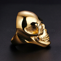 304 Stainless Steel Skull Finger Ring&nbsp;SKUL-PW0002-036D-G