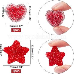 12Pcs 2 Style Resin Beads for Valentine's Day&nbsp;RESI-FH0001-26