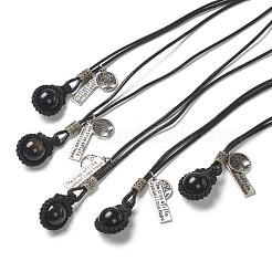 Adjustable Natural Gemstone Pendant Necklaces&nbsp;G-P445-A