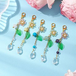5Pcs Flower & Leaf Acrylic Pendant Decorations&nbsp;HJEW-JM02571