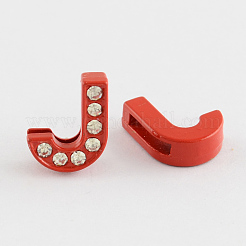 Mixed Color Zinc Alloy Grade A Rhinestone Letter Slide Charms&nbsp;ALRI-S130-J