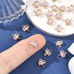 SHEGRACE Brass Pave Cubic Zirconia Rectangle Connector Charms&nbsp;XGRQ2O964-438B-G