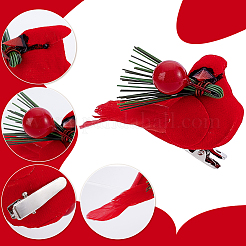Felt & Feather & Foam Simulation Bird Christmas Tree Decorations&nbsp;DJEW-WH0028-031P