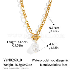 Imitation Baroque Keshi Pearl Teardrop Pendant 304 Stainless Steel Figaro Chain Necklaces with OT Clasps for Women&nbsp;OV1022-1
