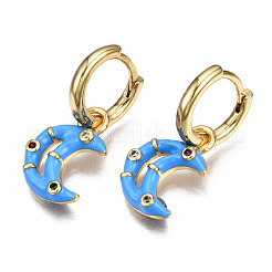 Brass Micro Pave Cubic Zirconia Huggie Hoop Earrings&nbsp;EJEW-T014-40G-NF