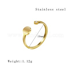 Stainless Steel Flat Round Open Cuff Ring with Cubic Zirconia&nbsp;QB0231-1