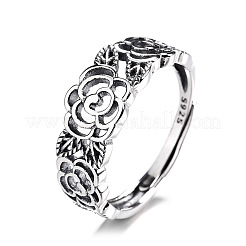 Hollow Out Rose 925 Sterling Silver Adjustable Finger Rings for Women&nbsp;FS-WG9E7B5-01
