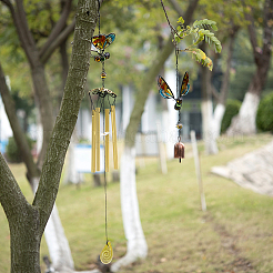 2Pcs 2 Style Iron Butterfly Wind Chime&nbsp;HJEW-EL0001-06B