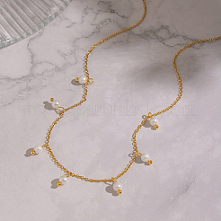 Elegant Round White Imitation Pearl Pendant Bib Necklaces&nbsp;FU4888