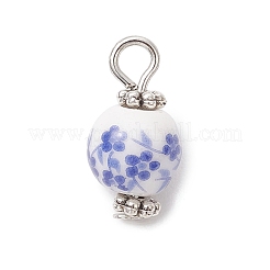 10Pcs Handmade Flower Printed Porcelain Pendants&nbsp;PALLOY-JF04143-01-S