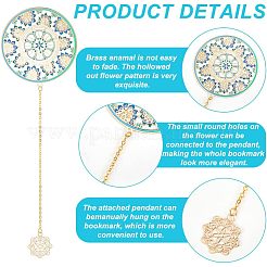 Brass Enamal Pendant Bookmarks&nbsp;AJEW-WH0042-28G