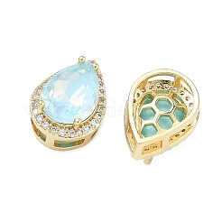 Teardrop Brass Micro Pave Cubic Zirconia Bead&nbsp;KK-C251-24G