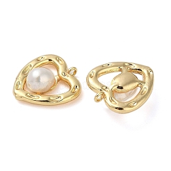 Brass Pave Natural Freshwater Pearl Pendants&nbsp;KK-U045-18G