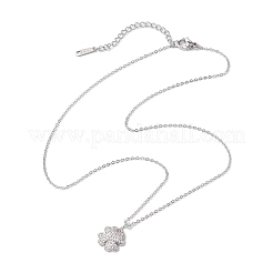 Clover Brass Micro Pave Cubic Zirconia Charms Pendant Necklaces&nbsp;NJEW-JN04958-02