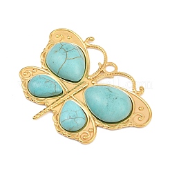 Bohemian Style 304 Stainless Steel with Synthetic Turquoise Big Pendants&nbsp;STAS-G381-02G-08