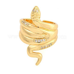 Snake Brass Micro Pave Clear Cubic Zirconia Open Cuff Rings&nbsp;RJEW-G329-01G