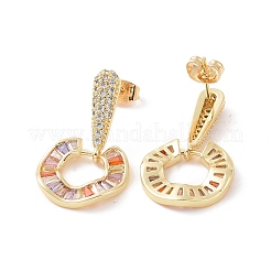 Cubic Zirconia Donut Dangle Stud Earrings&nbsp;EJEW-P224-15G-02
