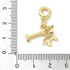 Brass Micro Pave Clear Cubic Zirconia European Dangle Charms&nbsp;KK-K368-32G
