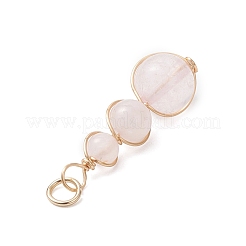 Natural Rose Quartz Round Beaded Pendants&nbsp;PALLOY-JF04700-01