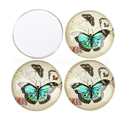 Butterfly Printed Glass Half Round/Dome Cabochons&nbsp;GGLA-N004-12mm-C