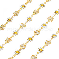 Handmade Glass Butterfly & Enamel Daisy Flower Link Chains&nbsp;CHC-TA0001-11