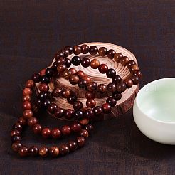 Unisex Natural Wood Beaded Stretch Bracelets&nbsp;BJEW-SZ0001-004