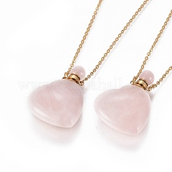Natural Rose Quartz Openable Perfume Bottle Pendant Necklaces&nbsp;G-K295-A01-G