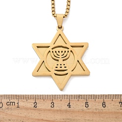 Hanukkah 201 Stainless Steel Star of David Pendant Necklaces&nbsp;NJEW-Z058-02G