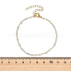 2Pcs 2 Colors 304 Stainless Steel Figaro Chains Bracelet Sets&nbsp;BJEW-JB14356-02