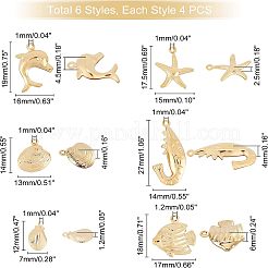 24Pcs 6 Styles 304 Stainless Steel Charms&nbsp;STAS-UN0023-11