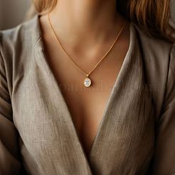 Brass Pave Clear Cubic Zirconia Pendant Necklaces&nbsp;FS-WG7BC10-01