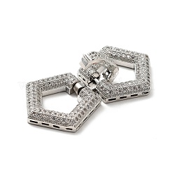 Brass Micro Pave Clear Cubic Zirconia Fold Over Clasps&nbsp;KK-G414-11P