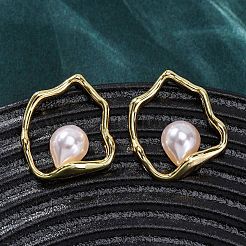 Nuggets Brass Stud Earrings&nbsp;EJEW-H158-06G