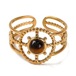 Natural Tiger Eye Finger Rings&nbsp;RJEW-Q822-04G-02