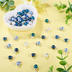 70Pcs 5 Colors Glass Pearl Pendants&nbsp;PALLOY-TAC0321