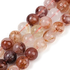 Natural Hematoid Quartz/Ferruginous Quartz Beads Strands&nbsp;G-U026-A09-10mm