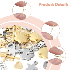 60Pcs 10 Styles 304 Stainless Steel Pendants&nbsp;STAS-FS0001-78