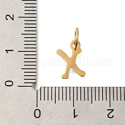 Ion Plating(IP) 304 Stainless Steel Enamel Alphabet Charms&nbsp;STAS-F308-02G-X