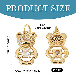 2Pcs Brass Micro Pave Cubic Zirconia Pendants&nbsp;KK-TA0002-81D