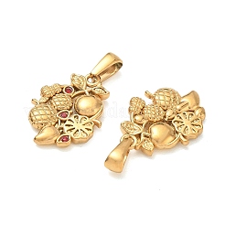 304 Stainless Steel with Rhinestone Pendants&nbsp;RB-CBA7A56-10G-02