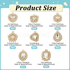 40Pcs 8 Styles Alloy Rhinestone Pendants&nbsp;ALRI-NB0001-19G