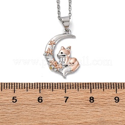 Brass Moon Fox Pendant Cable Chain Necklaces for Women&nbsp;NJEW-C067-02P