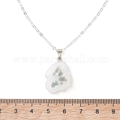 Natural Sunflower Druzy Agate Slice Nuggets Pendant Brass Cable Chain Necklaces for Women&nbsp;NJEW-JN06066