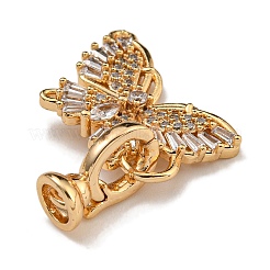 Brass Micro Pave Clear Cubic Zirconia Fold Over Clasps&nbsp;KK-U037-09G-02