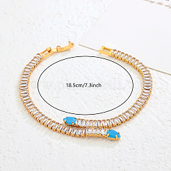 Snake Brass Pave Cubic Zirconia Link Chain Bracelets&nbsp;UA5889-1