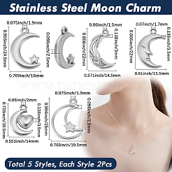 10Pcs 5 Styles 304 Stainless Steel Pendants&nbsp;STAS-BBC0006-88