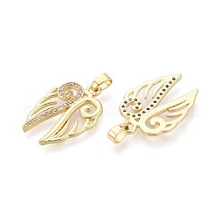 Brass Micro Pave Clear Cubic Zirconia Pendants&nbsp;KK-T075-82G