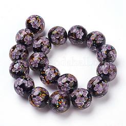 Handmade Inner Flower Lampwork Beads Strands&nbsp;LAMP-L072-D06