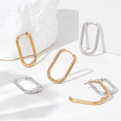 6 Pairs 2 Colors 304 Stainless Steel Oval Hoop Earrings&nbsp;EJEW-UN0003-04